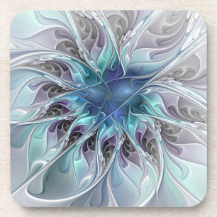 Porta-copo Flourar Abstrato Moderno Flor Fractal Com Azul