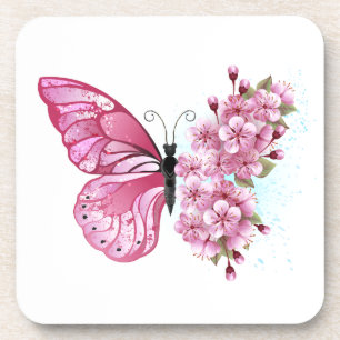 Porta-copo Flower Butterfly with Pink Sakura