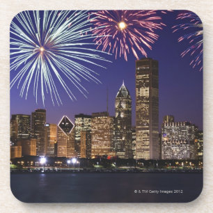 Porta-copo Fogos-de-artifício sobre a skyline de Chicago