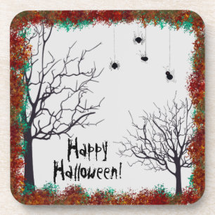 Porta-copo Folha de Halloween Deixa Aranhas De Árvores Mais V