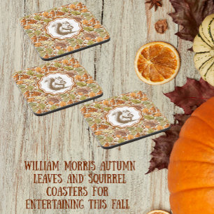 Porta-copo Folha de Outono Vintage William Morris Berry Esqui