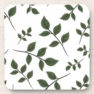 Porta-copo Folhagem com Folhas Verdes em Branco