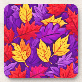 Porta-copo Folhas de Cartoon Vivas: Roxo, Amarelo, Vermelho