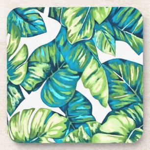 Porta-copo Folhas de Monstera Tropical e Azul-Banana