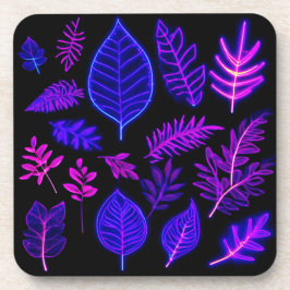 Porta-copo Folhas de Neon em Tons Rosa e Roxo