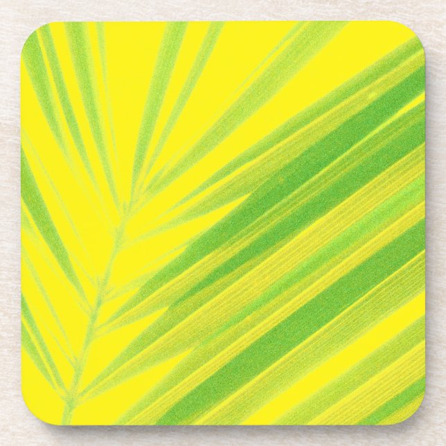 Porta-copo Folhas de Palma de Pastel Verde-Pálidas (Frente)