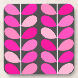 Porta-copo Folhas Dinamarquesas de meio século, Rosa de Fuch