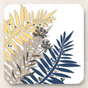 Porta-copo Folhas tropicais abstrato em cor bege