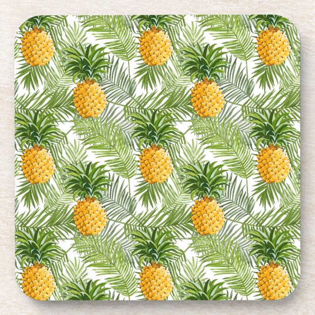 Porta-copo Folhas Tropicais de Palma e Abacaxis (Frente)
