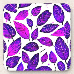 Porta-copo Folhas Vívidas Cartoons: Roxo Rosa e Azul