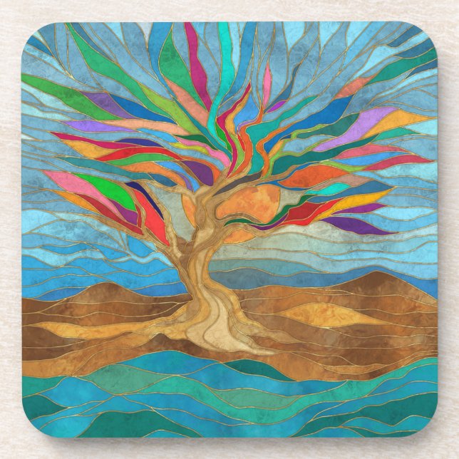 Porta-copo Foliage Fantasy Mosaic Tree (Frente)