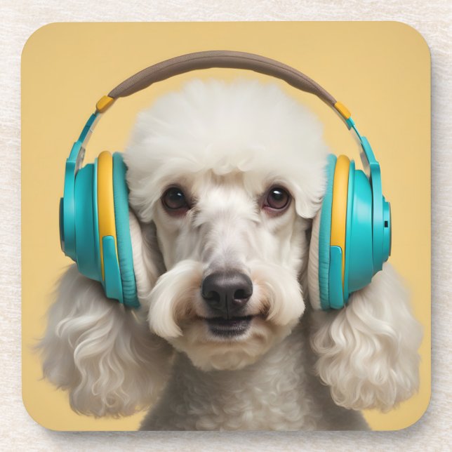 Porta-copo Fones de ouvido de veste de poodle (Frente)