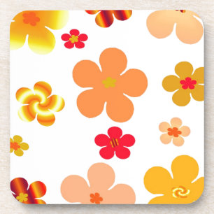 Porta-copo Fontes florais em laranja e Dourado