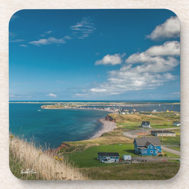 Porta-copo foto aldeia sobre o bordo do mar (Frente)
