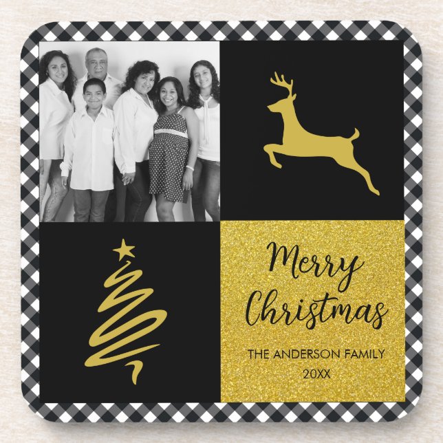 Porta-copo Foto de Feriado Dourado da Xadrez de Buffalo em Pr (Frente)