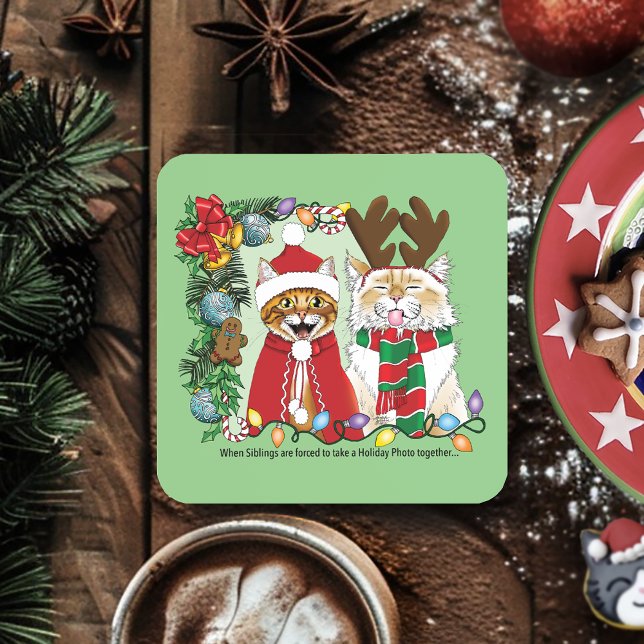 Porta-copo Foto de Natal Anual para Gatos (Criador carregado)