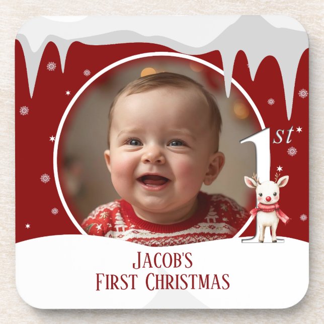 Porta-copo Foto de Natal do bebê (Frente)