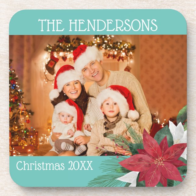 Porta-copo Foto de Natal Poinsettia (Frente)