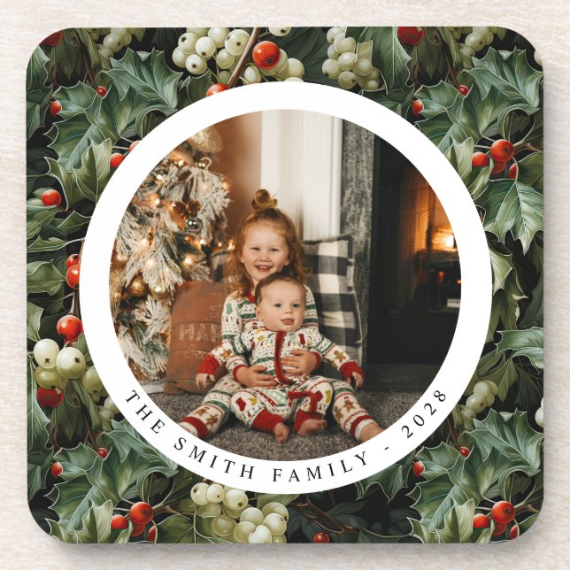 Porta-copo Foto de Natal Verde Tradicional (Frente)
