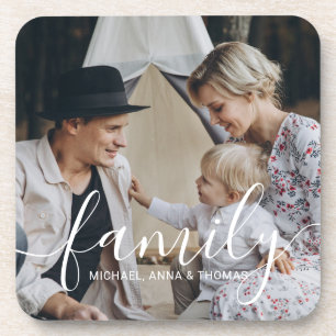 Porta-copo Foto personalizada da família com nome personaliza