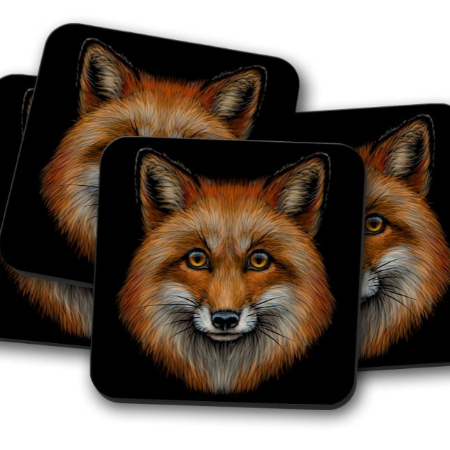 Porta-copo Fox Wildlife Animal Retrato | Conjunto de Portas c (Criador carregado)