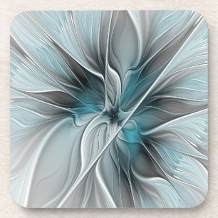 Porta-copo Fractal Fractal Moderna Abstrato com Cinza Flor Az