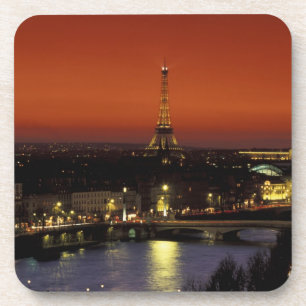 Porta-copo França, Paris Vista do pôr do sol da Torre Eiffel