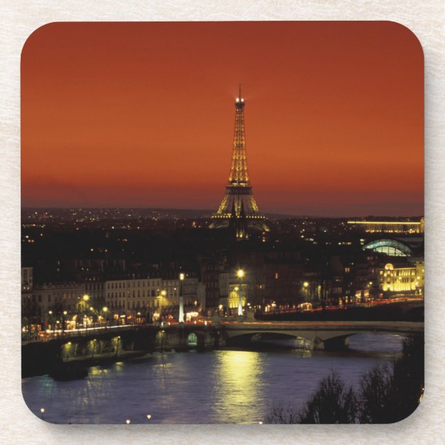 Porta-copo França, Paris Vista do pôr do sol da Torre Eiffel  (Frente)