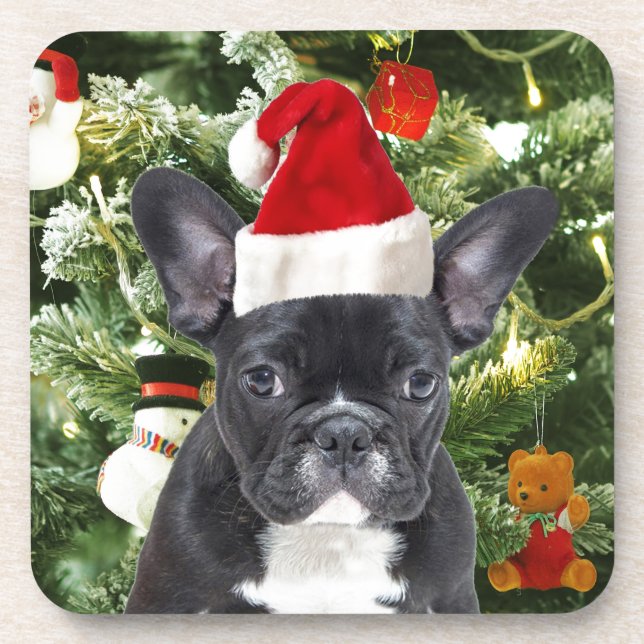 Porta-copo Francês Bulldog Ornamento de Árvore de Natal Snowm (Frente)