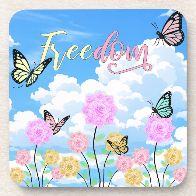 Porta-copo Freedom Floral Butterfly Design (Frente)