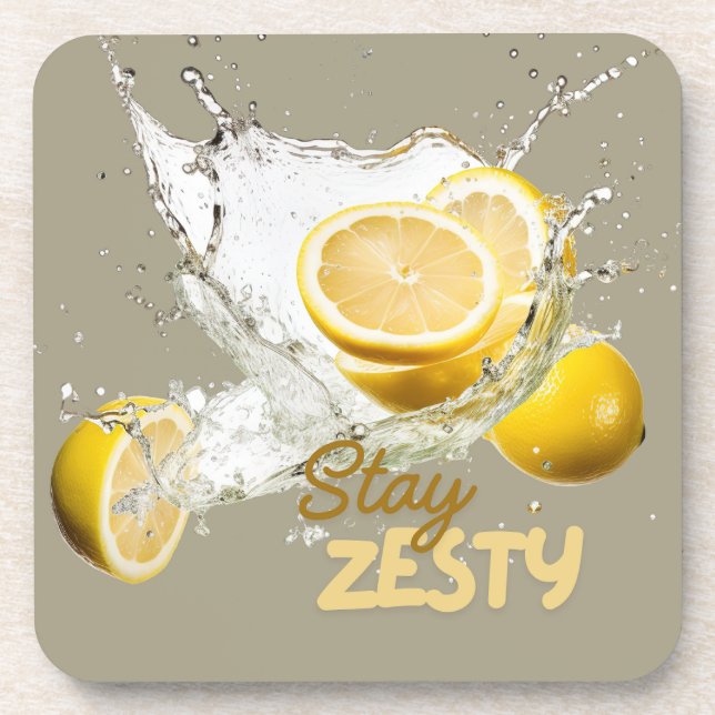 Porta-copo Fresh Citrus Coaster Set- Lemon Design (Frente)