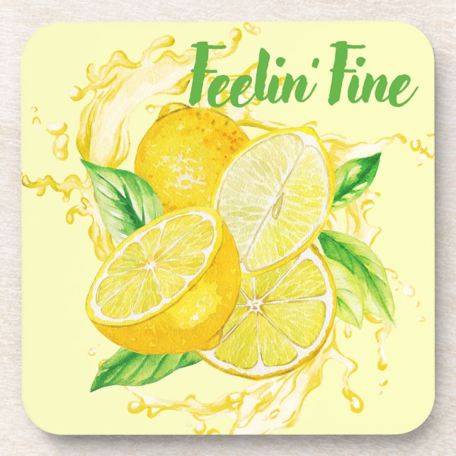 Porta-copo Fresh Citrus Coaster Set- Lemon Design (Frente)