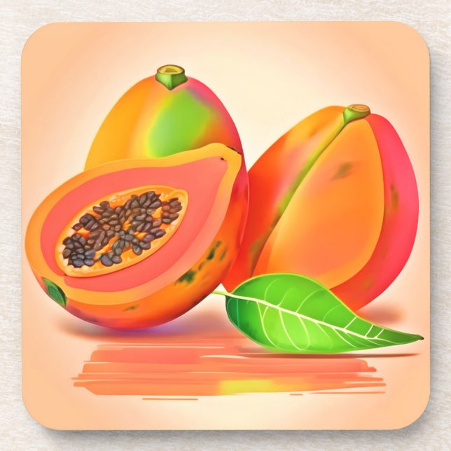 Porta-copo Freshness em fatias de Papaya (Frente)