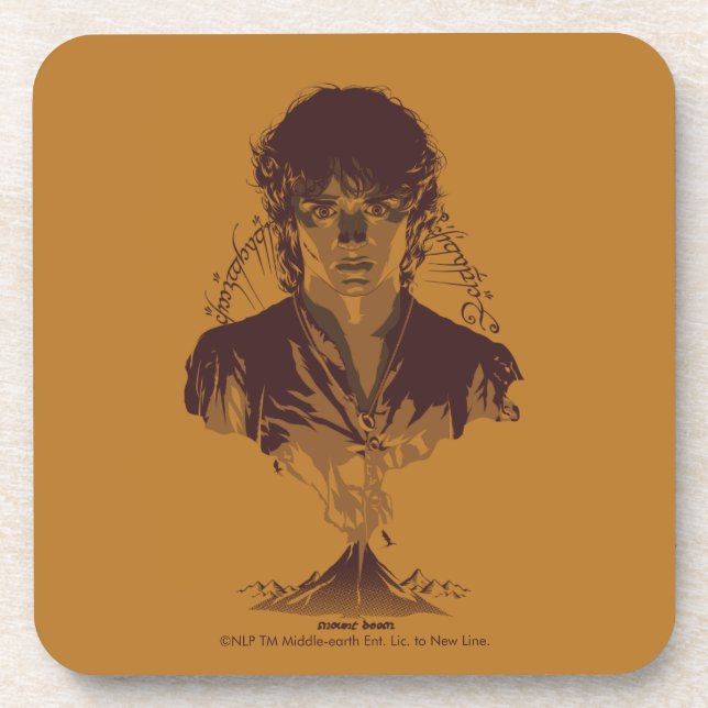 Porta-copo FRODO™ MOUNT DOOM™ Inscrição Tengwar Gráfica (Frente)