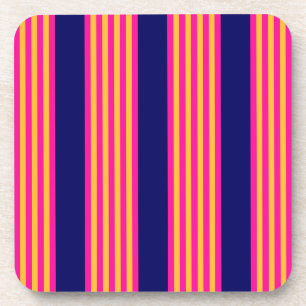 Porta-copo Fuchsia e listras amarelas com azul-marinho