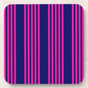 Porta-copo Fuchsia e padrão de cinco faixas azul marinho