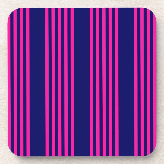 Porta-copo Fuchsia e padrão de cinco faixas azul marinho (Frente)