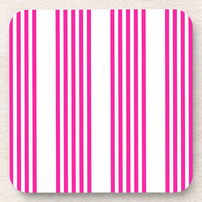 Porta-copo Fuchsia e padrão de cinco faixas brancas (Frente)
