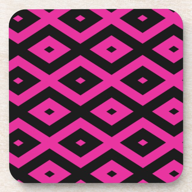 Porta-copo Fuchsia e padrão de diamante preto (Frente)