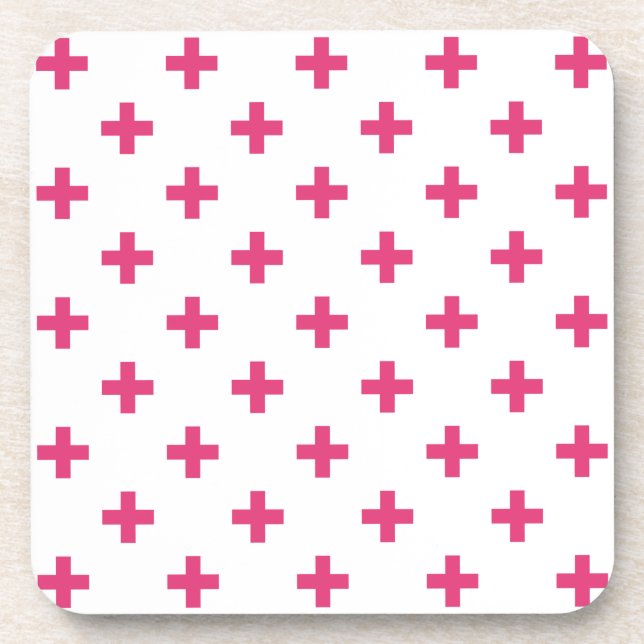 Porta-copo Fuchsia polka crosses on white (Frente)