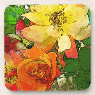 Porta-copo fundo colorido 2 do vintage floral da arte