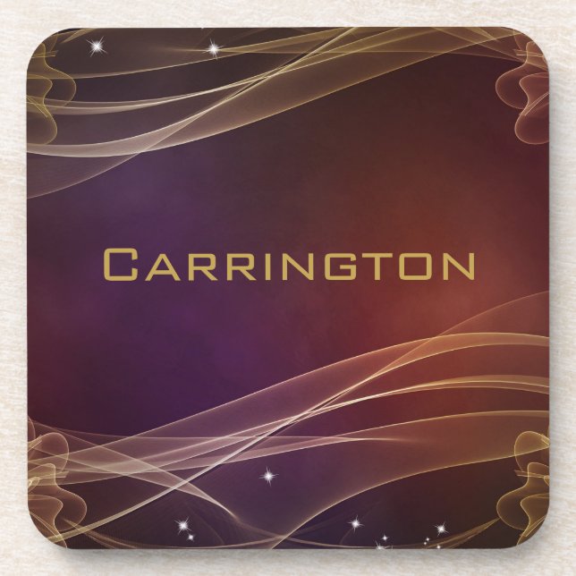 Porta-copo Fundo do rico Maroon com Acentos Dourados Espertos (Frente)