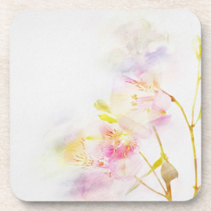 Porta-copo fundo floral com flores da aguarela