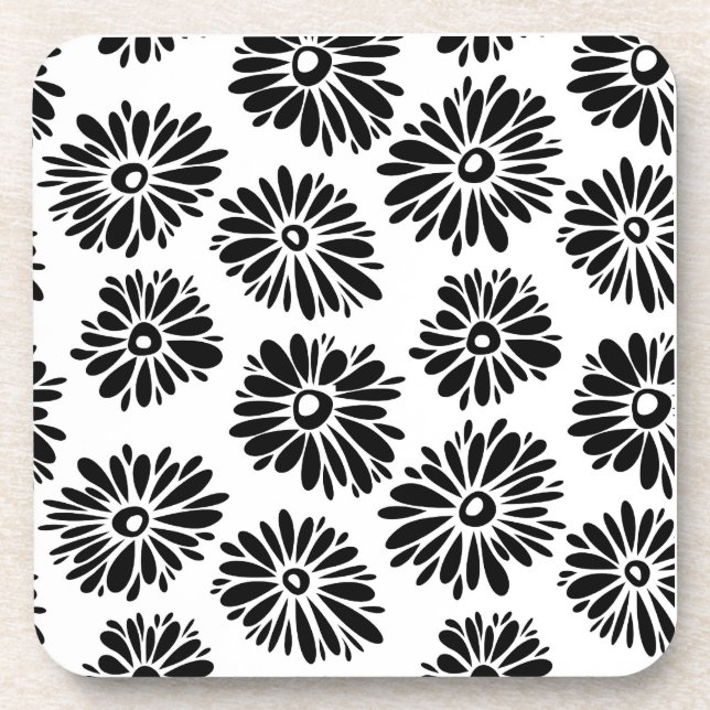 Porta-copo Funky Black e white floral (Frente)