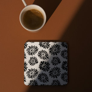 Porta-copo Funky Black e white floral