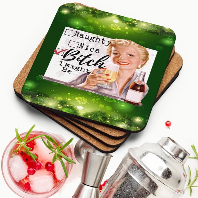 Porta-copo Funny Christmas Coaster Retro Best Friend Santa (Criador carregado)