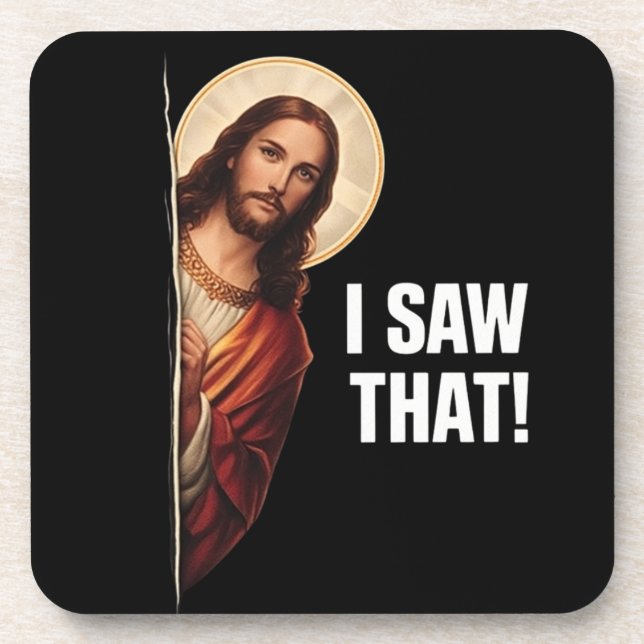 Porta-copo Funny Jesus "I Saw That" Christian meme design (Frente)