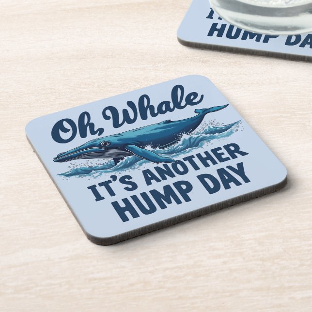 Porta-copo Funny Whale Pun "Oh Whale" Hump Day Design (Left Side)
