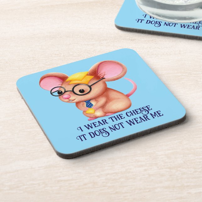 Porta-copo Furry Cheese Man Business Mouse Tie Glasses Nerdy (Left Side)