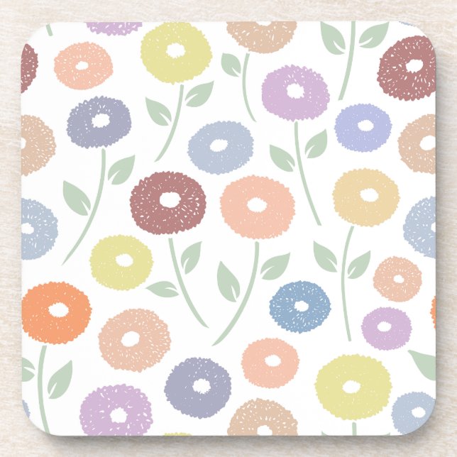 Porta-copo Fuzzy Flower Lg Pattern Pastels on White (Frente)